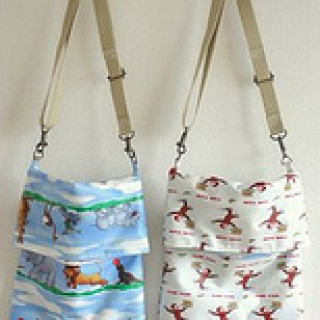 Oilcloth bags and girl’s dress & hat set