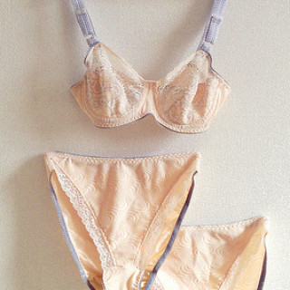 Peach and grey lingerie set